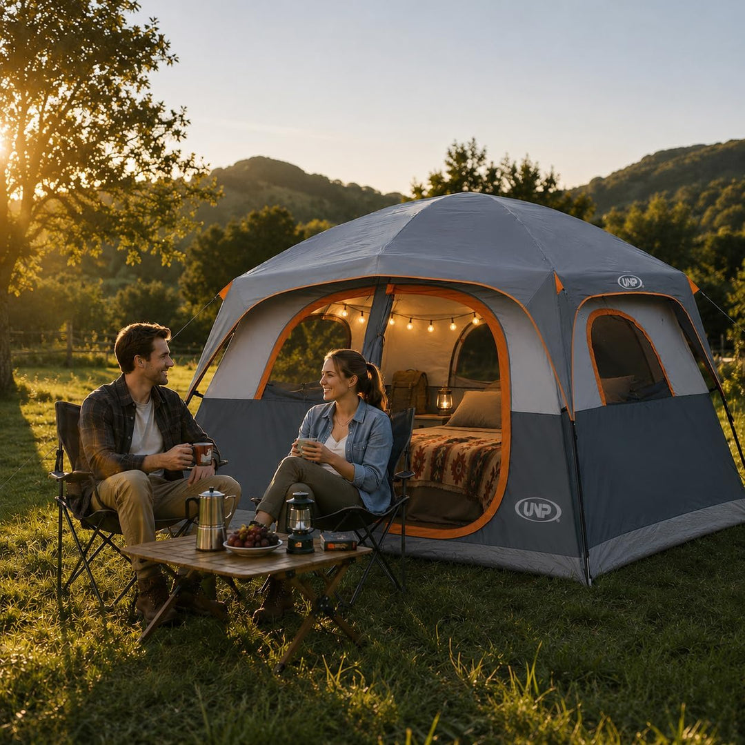 UNP Tents 6 Person Waterproof Windproof Easy Setup,Double Layer Family Camping Tent with 1 Mesh Door