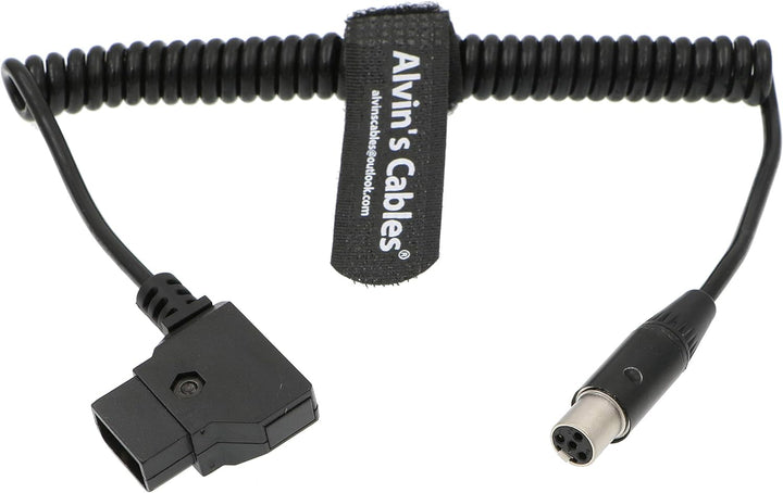 Alvin's Cables Mini XLR 4 Pin Buchse auf D-Tap Coiled Stromkabel für ARRI RED Kameras 12V TVlogic Mo