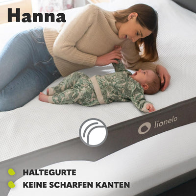 LIONELO Hanna Bettgitter Rausfallschutz 150 cm x 66 cm, zusammenklappbar um 180 Grad, luftiges Netz,