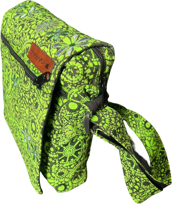 Damen Baumwolle Umhängetasche Indische Ethno Stil Boho Maliprint Tasche Baumwolle satche l mit Klapp