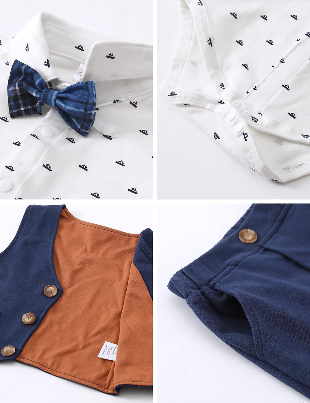mintgreen Baby Anzug Junge, 3 Stück Formelles Outfit Taufanzug Gentleman Smoking Shirt & Weste + Hos