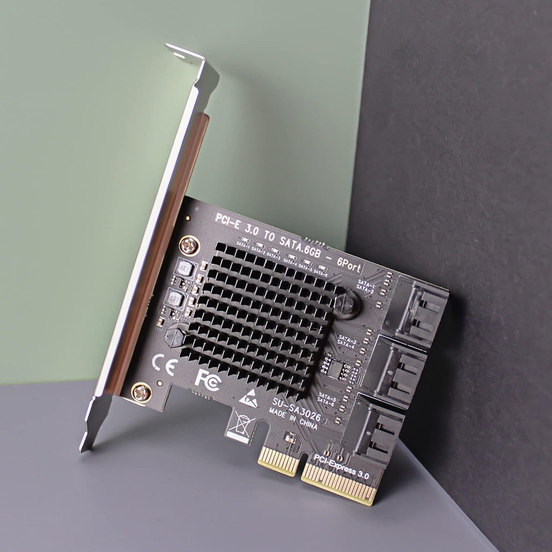GLOTRENDS SA3026 6 Ports PCIe X4 SATA Erweiterungskarte, inklusive SATA Kabel und 1:5 SATA Splitter