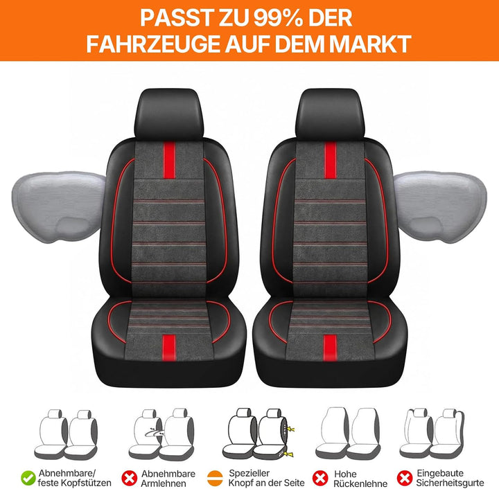 TOYOUN Klassische Vordersitzbezüge, aus PU-Leder, Paar Vordersitzbezüge, universell, Airbag-kompatib