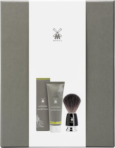 MÜHLE Starterset - Rasierpinsel Rytmo Black Fibre und Rasiercreme Aloe Vera
