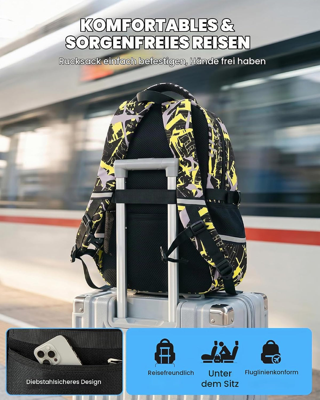 Schulrucksack Jungen Teenager 3 Teilig, Schultasche Kinder für 3. bis 7. Klasse mit Lunch Tasche Fed