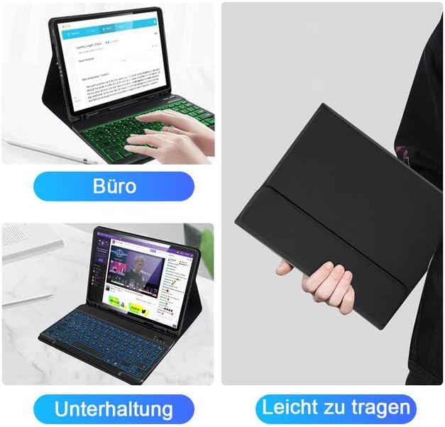 SOPPY Hülle mit Tastatur für iPad A16 11 Gen. 2025(A3354/A3355/A3356), 10,9 Zoll iPad 10 Gen. 2022(A