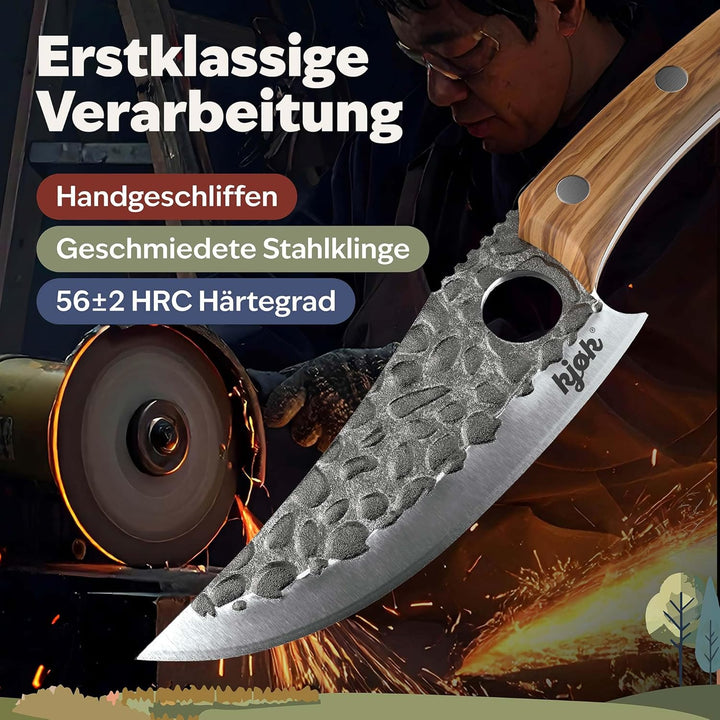 kjøk Premium Küchenmesser japanischer Style Klinge 15cm mit Loch und Olivenholzgriff Härte 56±2 HRC