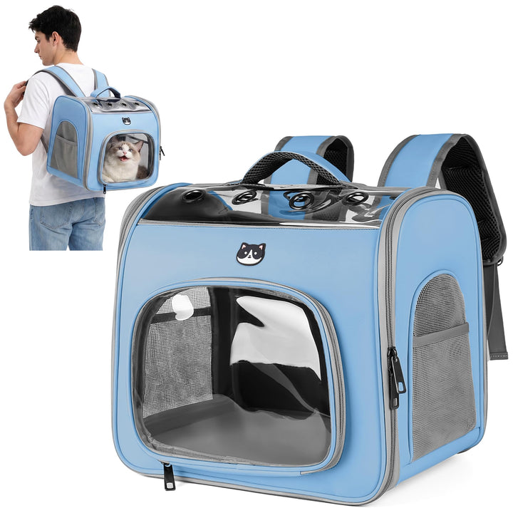 ALLSOPETS Katzenrucksack Faltbar Haustierrucksack mit Frontöffnung und Atmungsaktives Netzfenster Hu