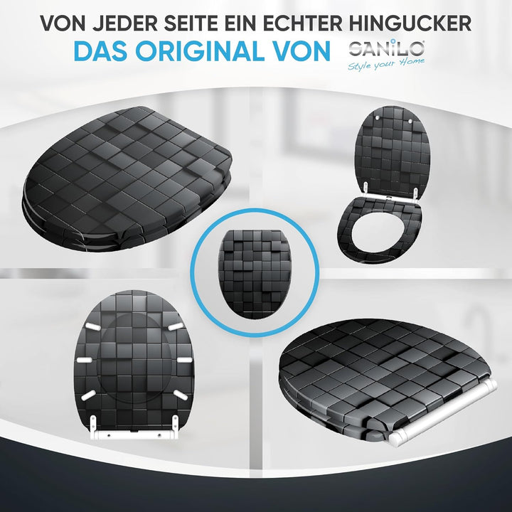 Sanilo WC Sitz mit Absenkautomatik & Schnellverschluss, Toilettendeckel per Knopfdruck abnehmbar, ei