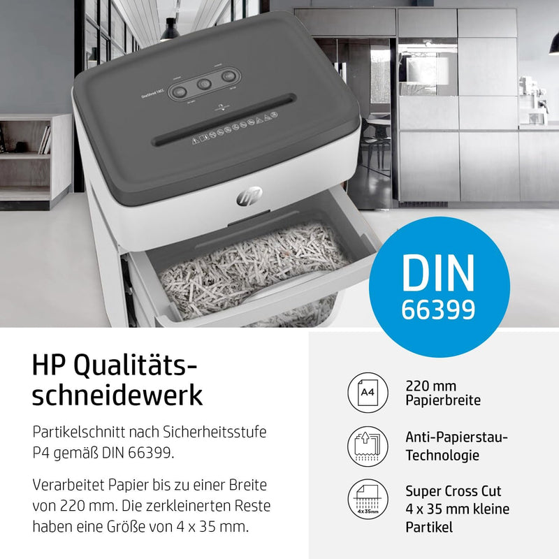 HP OneShred 18CC, Aktenvernichter, Sicherheitsstufe P-4, Cross Cut, 18 Blatt, 2805 weiss 18 Blatt Cr