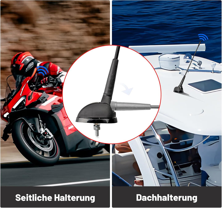 RED WOLF Dachantenne für Peugeot Citroen FIAT Opel Ford, Auto Antennenfuss mit FM AM Autoradio Anten
