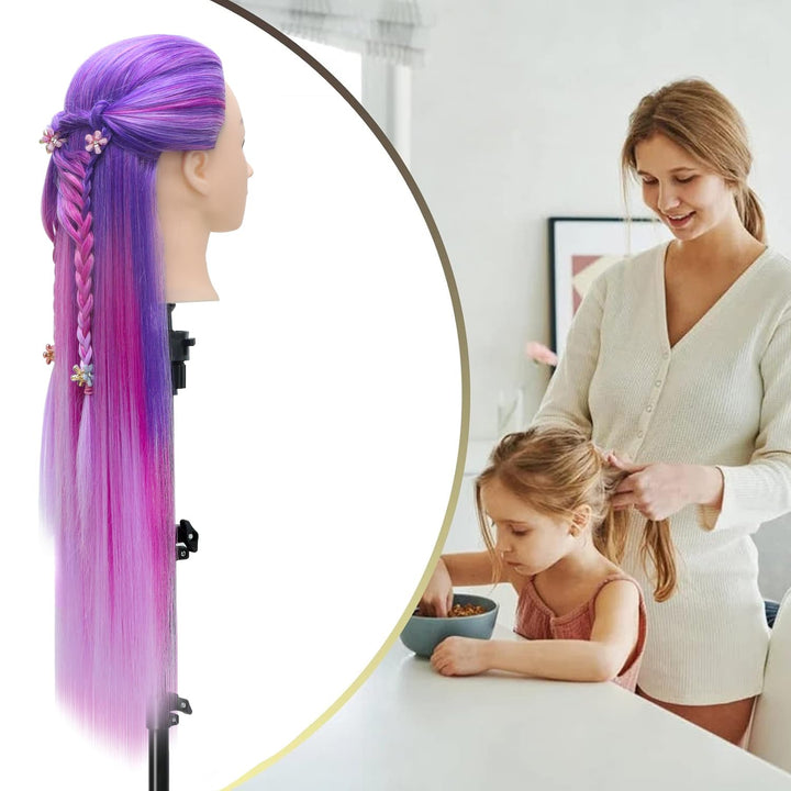 Trainingsköpfe, 28 inch Frisierkopf 100% Synthetikfaser-Haar Übungskopf, Frisurenkopf Ausbildung Kop