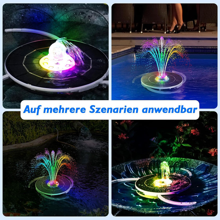 AISITIN 3,5W LED Solar Springbrunnen nur Nachts, mit 3000mAh Akku,Solar Schwimmender Fontäne Pumpe m