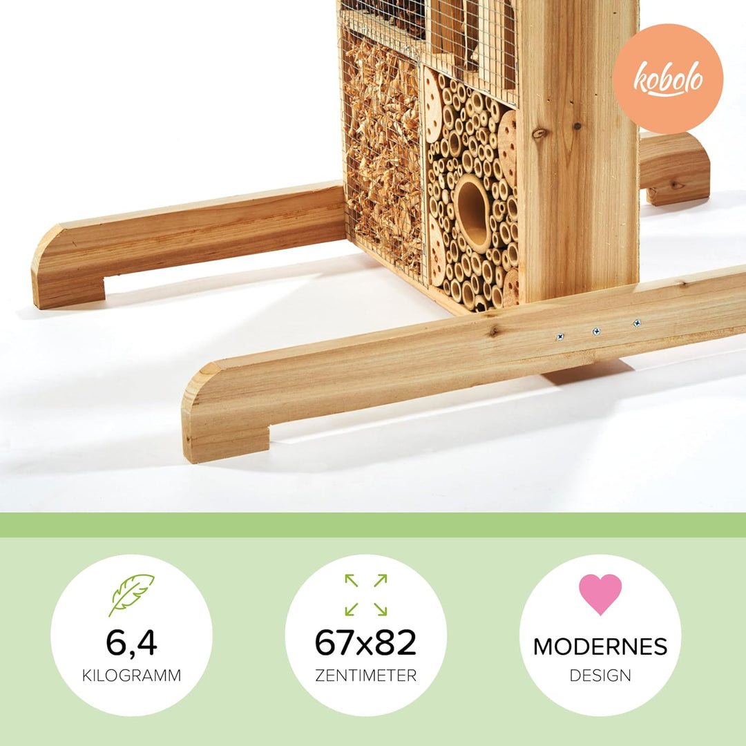 Insektenhotel Insektenhaus BEE aus Tannenholz 40x67x82 cm - mit Füllung aus verschiedenen Materialie