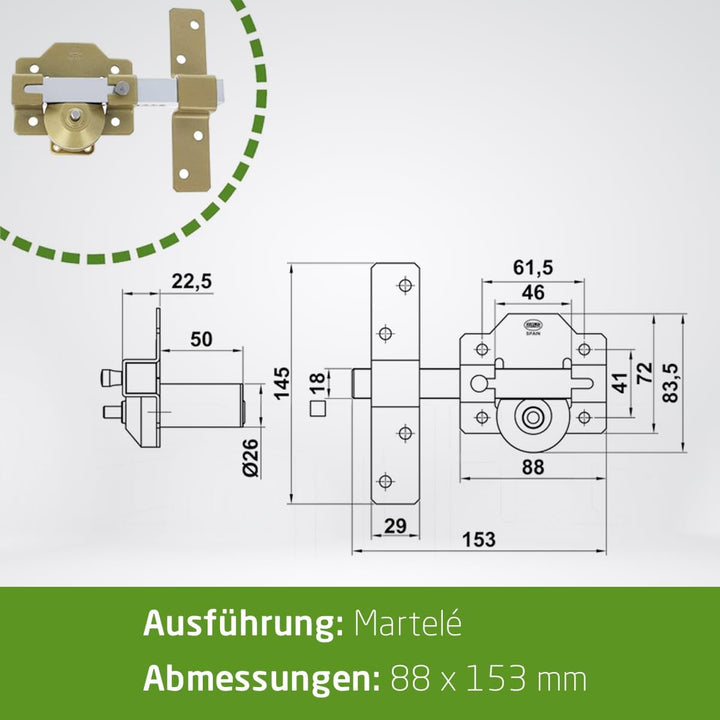 Amig - Klappschloss für Türen mit Sicherheitszylinder und Öffnungsriegel | Stahl | Silber | Zylinder