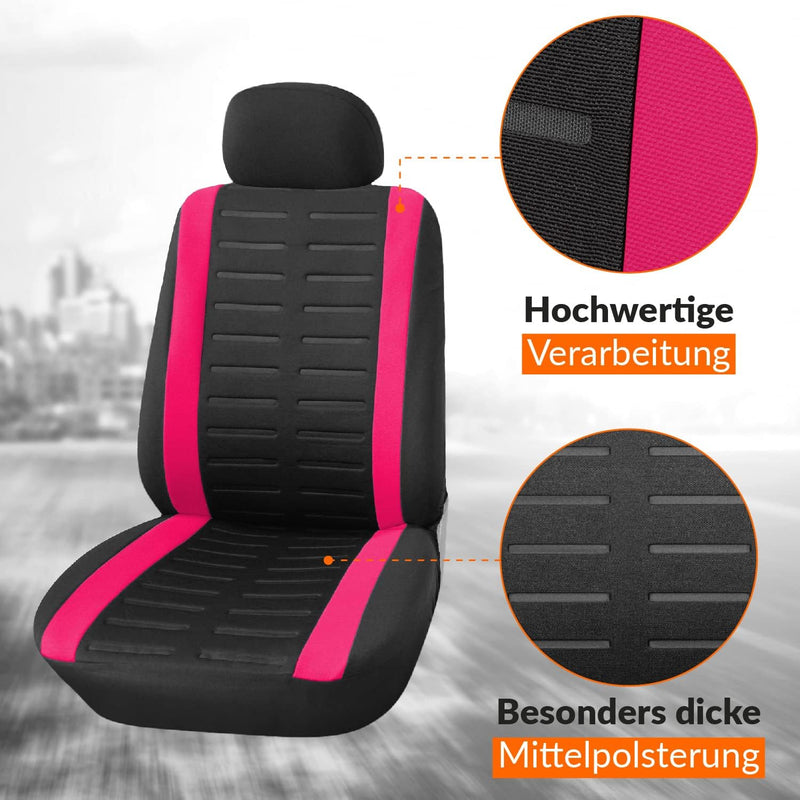 Upgrade4cars Autositzbezüge Set Universal | Auto-Schonbezüge für die Vordersitze & Rückbank in Pink