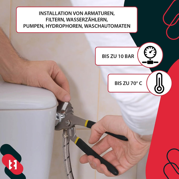KOTARBAU® 2er Set Flexschlauch 3/8 Zoll - Wasserschlauch - 100 cm - Panzerschlauch - Aussengewinde x