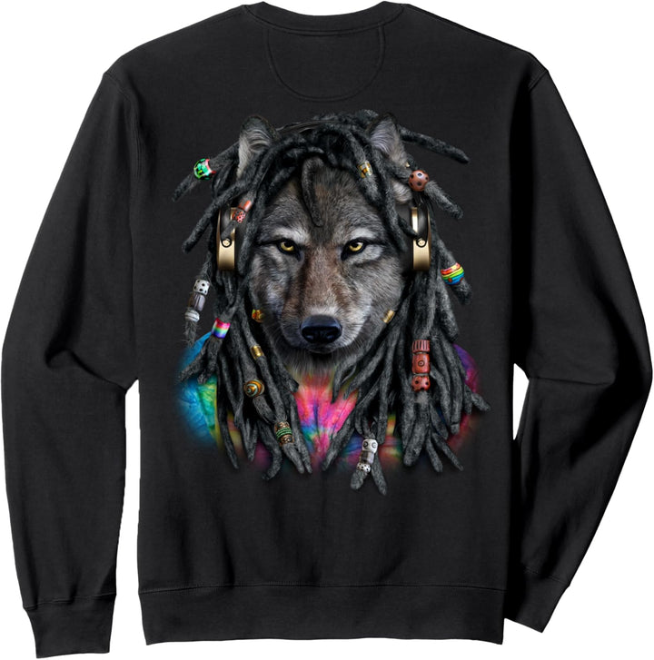 Grauer Wolf mit Reggae-Dreadlocks-Haaren Sweatshirt