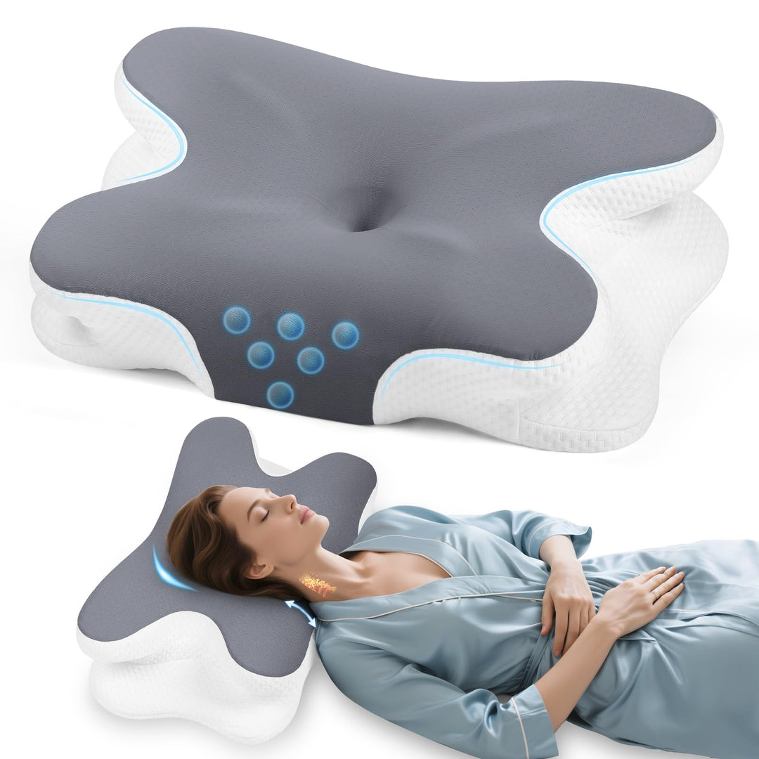 Nackenkissen - Orthopädisches Kopfkissen aus Memory Foam - Ergonomisches Kopfkissen gegen Nackenschm