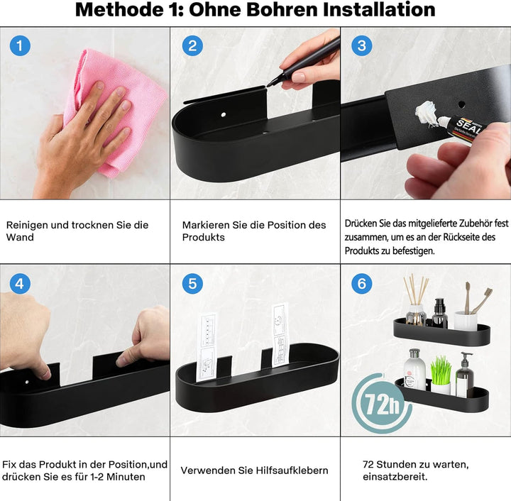 Duschablage Ohne Bohren, Duschregal Badregal Aluminium Selbstklebendem Duschkorb Wandhängend Matte