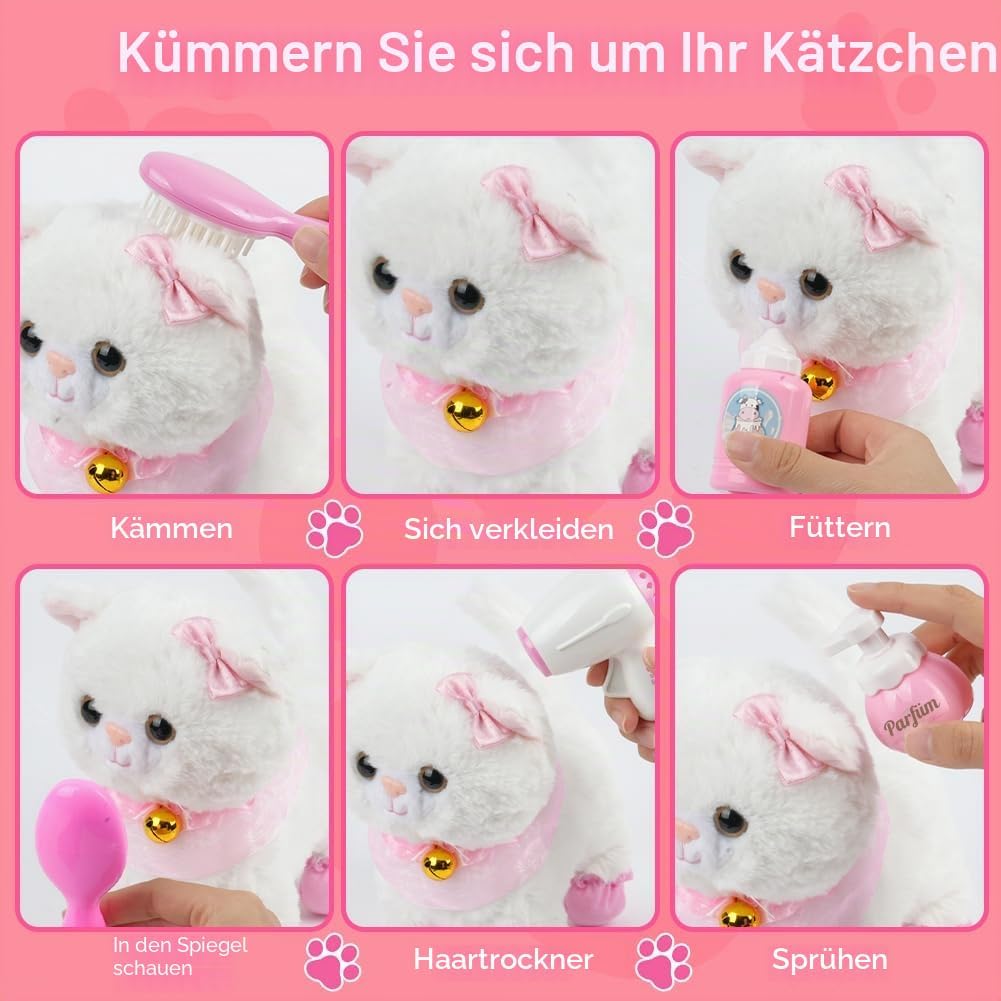 Vicloon Katze Spielzeug Kinder, Interaktives Elektronisches Kittens mit Leine der Läuft und Bellt, K