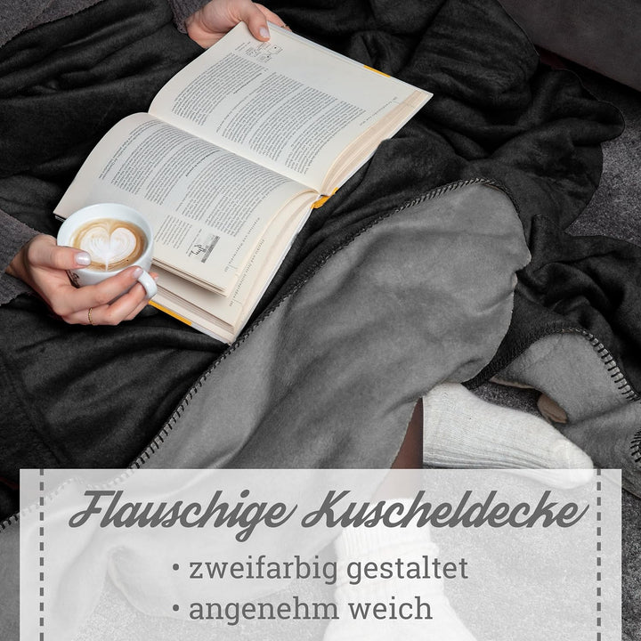 Moon Doubleface Kuscheldecke, Wohndecke aus Baumwollmischung - ca. 150x200 cm mit geketteltem Rand (