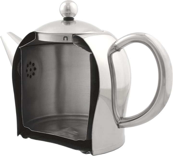Bredemeijer kleine bauchige doppelwandige Edelstahl Teekanne 0.5 Liter Edelstahl 11.6 x 17.6 x 13.1