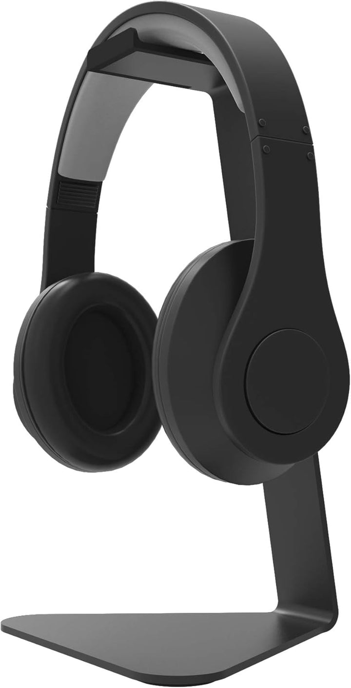 Kanto H1 Universal Headphone Stand with Curved Silicone Padding | Black, Black