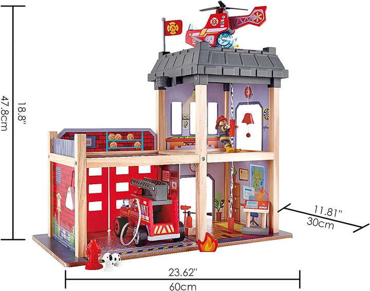 Grossstadt-Feuerwache Spieleset von Hape aus Holz für Kinder ab 3 Jahren