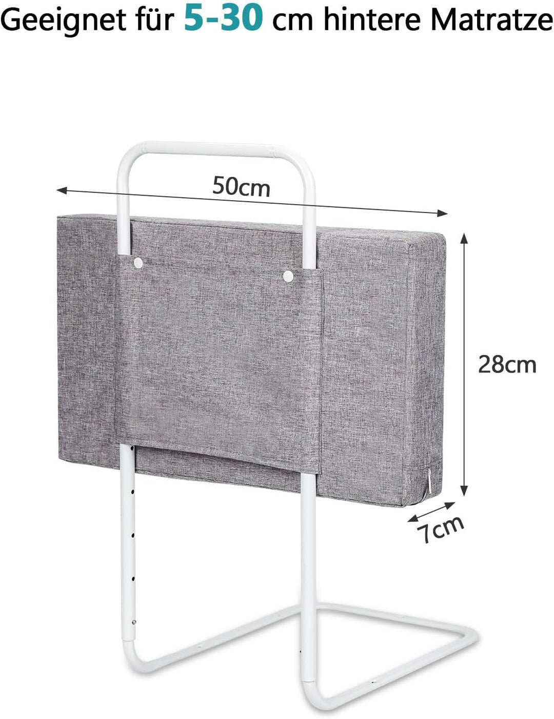 Bettgitter 50 cm, Bettschutzgitter Rausfallschutz, 5-Fach höhenverstellbar 40-60 cm, weicher Seitens