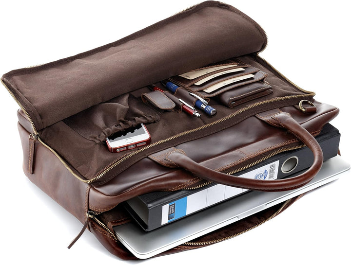 SID &amp; VAIN grosse Laptoptasche echt Leder - 15.4 Zoll Laptop Business-Tasche RYAN XL - Umhängetasche