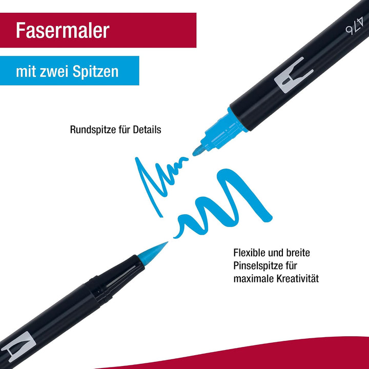 Tombow Fasermaler Dual Brush Pen mit zwei Spitzen 12er Set, primärfarben Single, Single