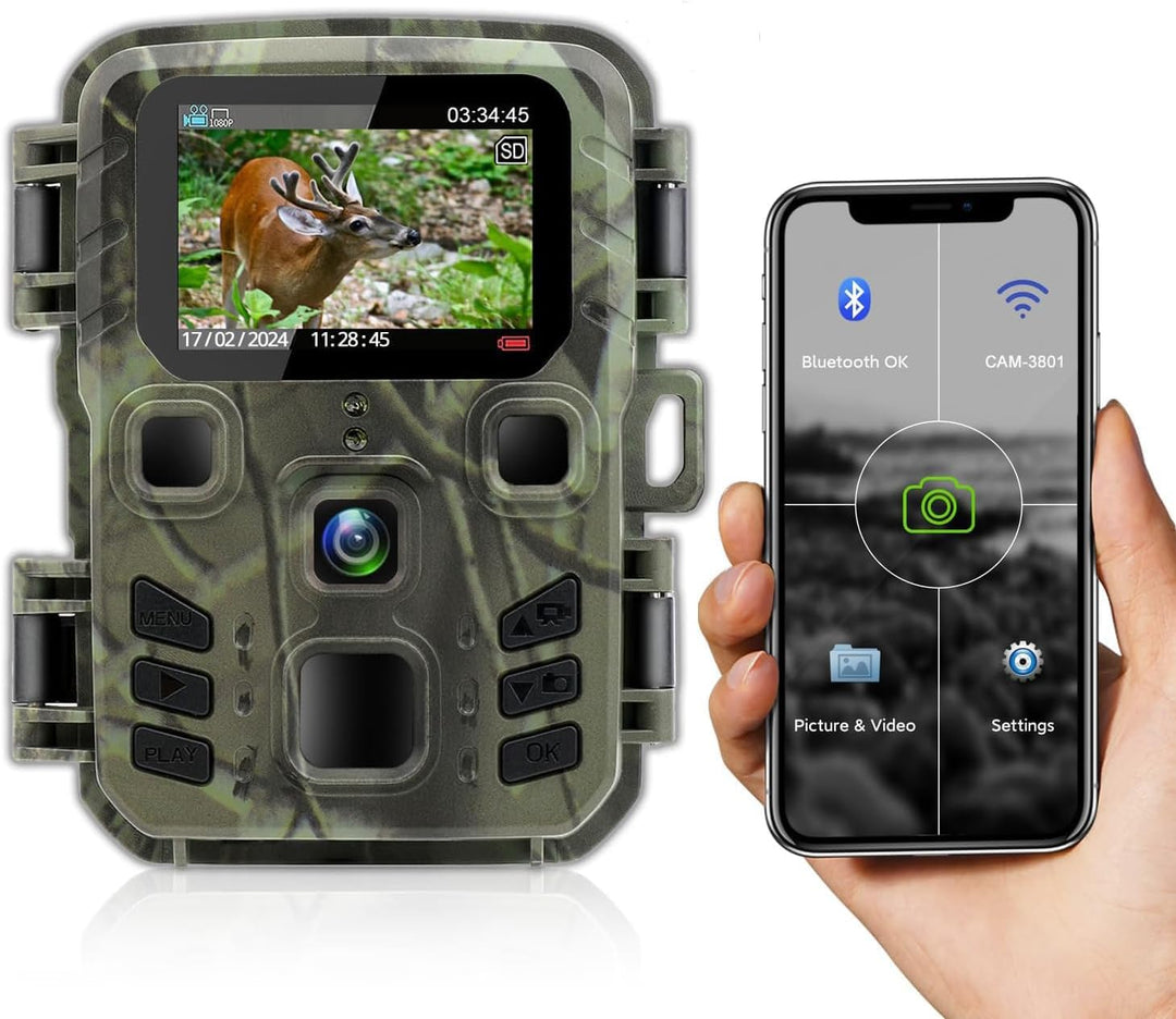 Wildkamera WLAN mit Handyübertragung App 24MP/1296P, WiFi Bluetooth Wildtierkamera mit Nachtsicht Be