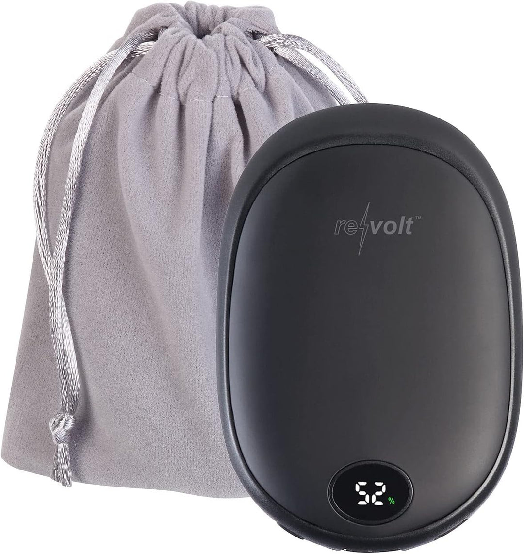 revolt Handy Akku: 2er-Set USB-Powerbank & 2-Stufen-Handwärmer, 2 A, 10.000 mAh, Display (Handtasche