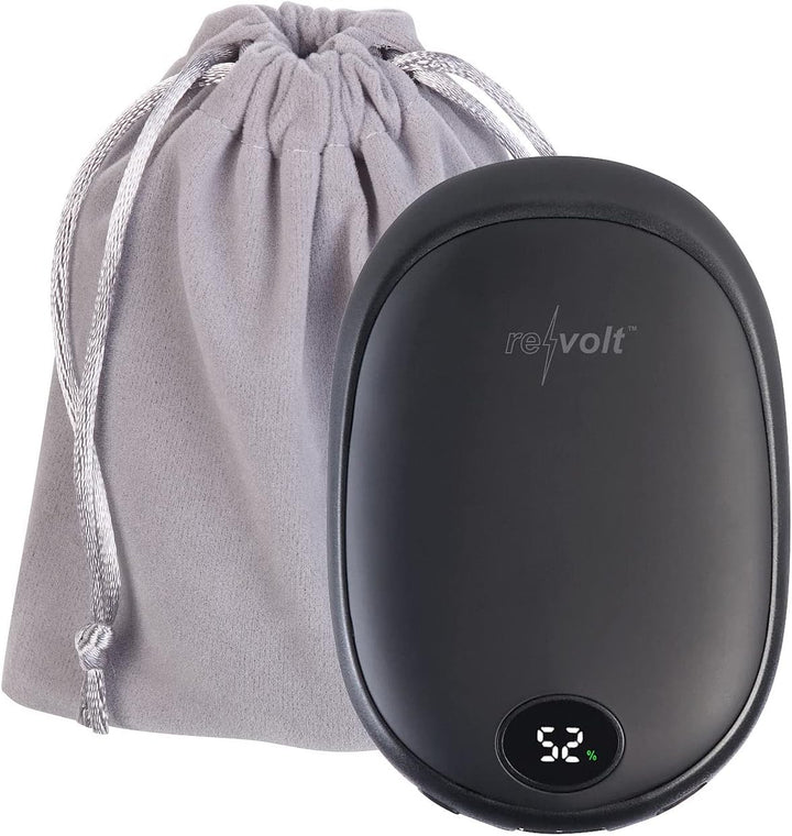 revolt Handy Akku: 2er-Set USB-Powerbank & 2-Stufen-Handwärmer, 2 A, 10.000 mAh, Display (Handtasche