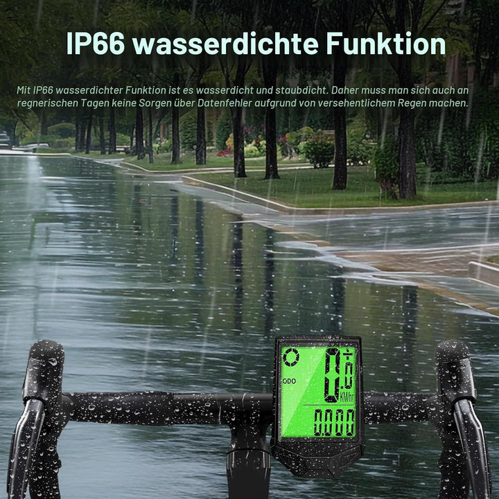 Fahrradcomputer Kabellos 20 Funktionen IP66 Wasserdicht mit Hintergrundbeleuchtetem Display Fahrrad