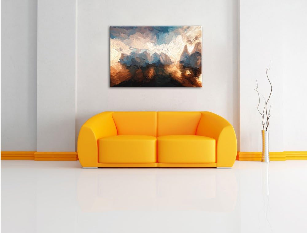 Pixxprint Eisschollen in der Antarktis Kunst Pinsel Effekt, Format: 100x70 auf Leinwand, XXL riesige