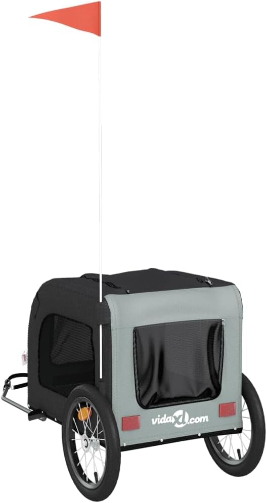 SKM Fahrradanhänger Hunde Schwarz und Grau Oxford-Gewebe und Eisen, Weight: 8.15 kg, 93832 Schwarz u