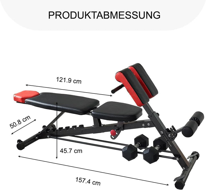 FF Finer Form Multifunktionale FID Hantelbank für Ganzkörpertraining, übergrosse Rückenverlängerung,