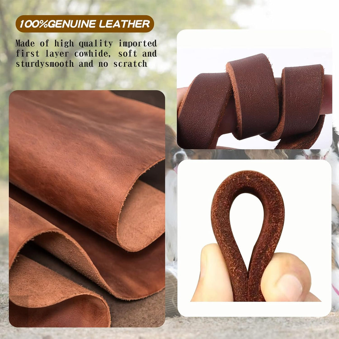 Leder-Hundeleine, 1,5 m x 1,9 cm, strapazierfähig, geflochtenes Echtleder, bequem für grosse, mittel