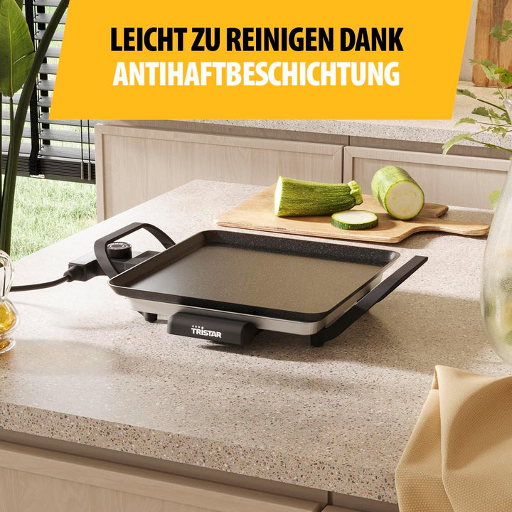 Tristar Tischgrill slim S - Eine Backfläche von 28 x 28 cm - Einstellbarer Thermostat - Antihaftbesc