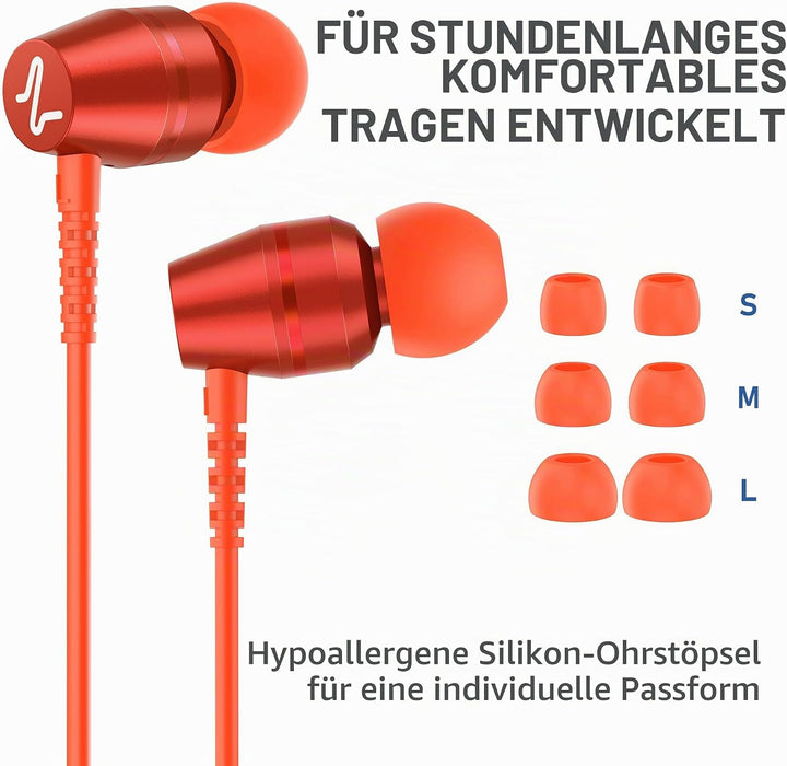 LUDOS OMNITONE Kopfhörer In Ear Kopfhörer mit Kabel und Mikrofon, 5 Jahre Garantie, In Ear Ohrhörer,