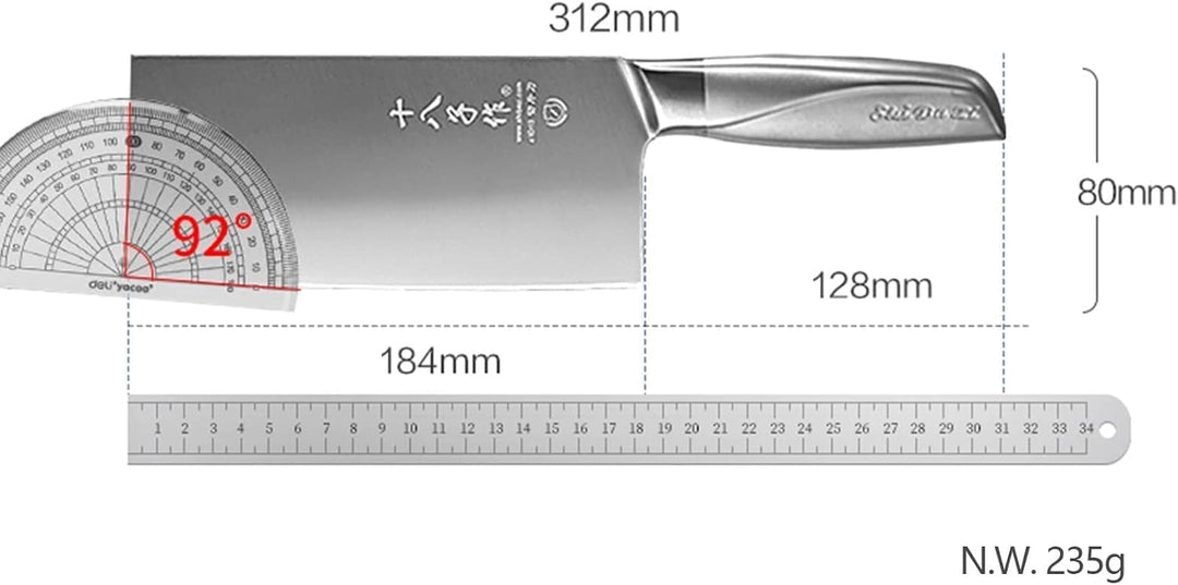SHI BA ZI ZUO Chinesisches Gemüsemesser 7-Zoll-Slicer-Messer mit Stahlgriff Küchenmesser zum Schneid