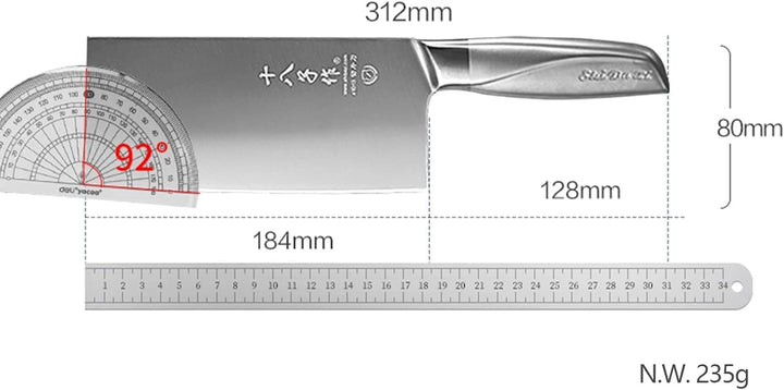 SHI BA ZI ZUO Chinesisches Gemüsemesser 7-Zoll-Slicer-Messer mit Stahlgriff Küchenmesser zum Schneid