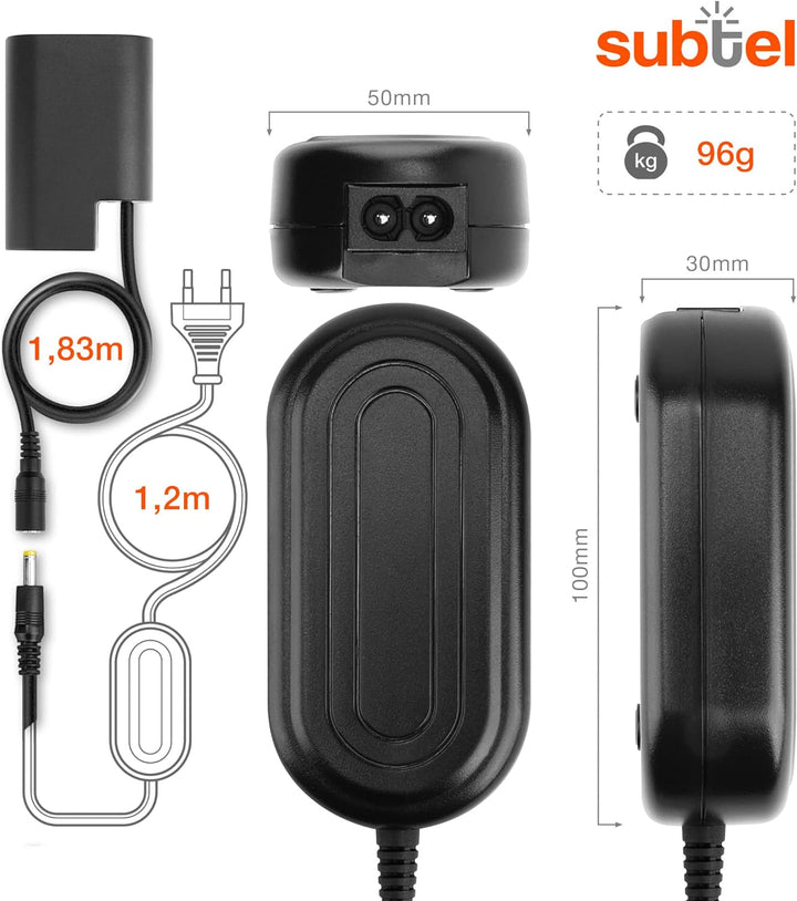 subtel® Netzteil DMW-AC8 + DMW-DCC12 für Panasonic Lumix DMC-GH3 DMC-GH4 DC-GH5 GH9 Kamera, Camcorde
