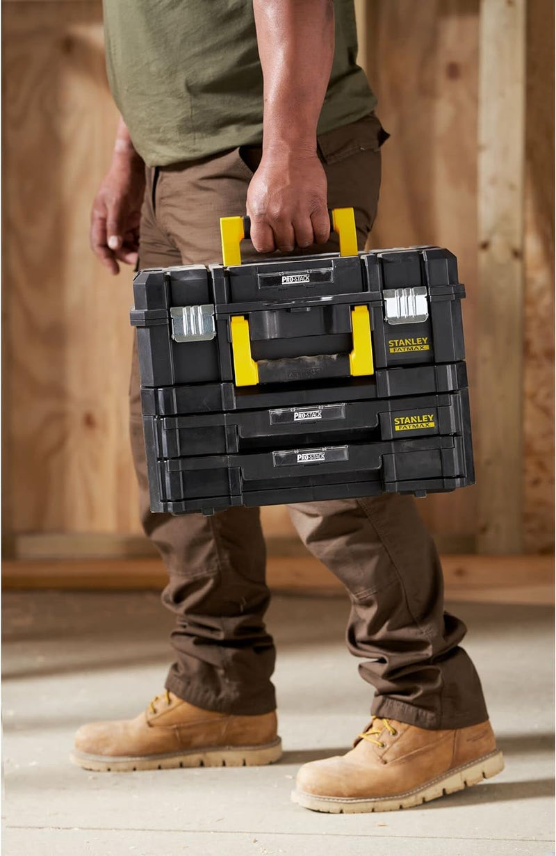 Stanley FatMax Pro-Stack Werkzeugkoffer Combo(21,5L Fassungsvermögen, mit 2 Schubladen und Organizer