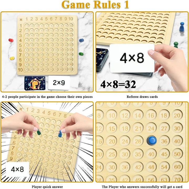 OneNine Hölzerne Montessori Multiplikation & Addition 2 in 1 Mathe Board Game, 1x1 Rechnen Lernen Sp