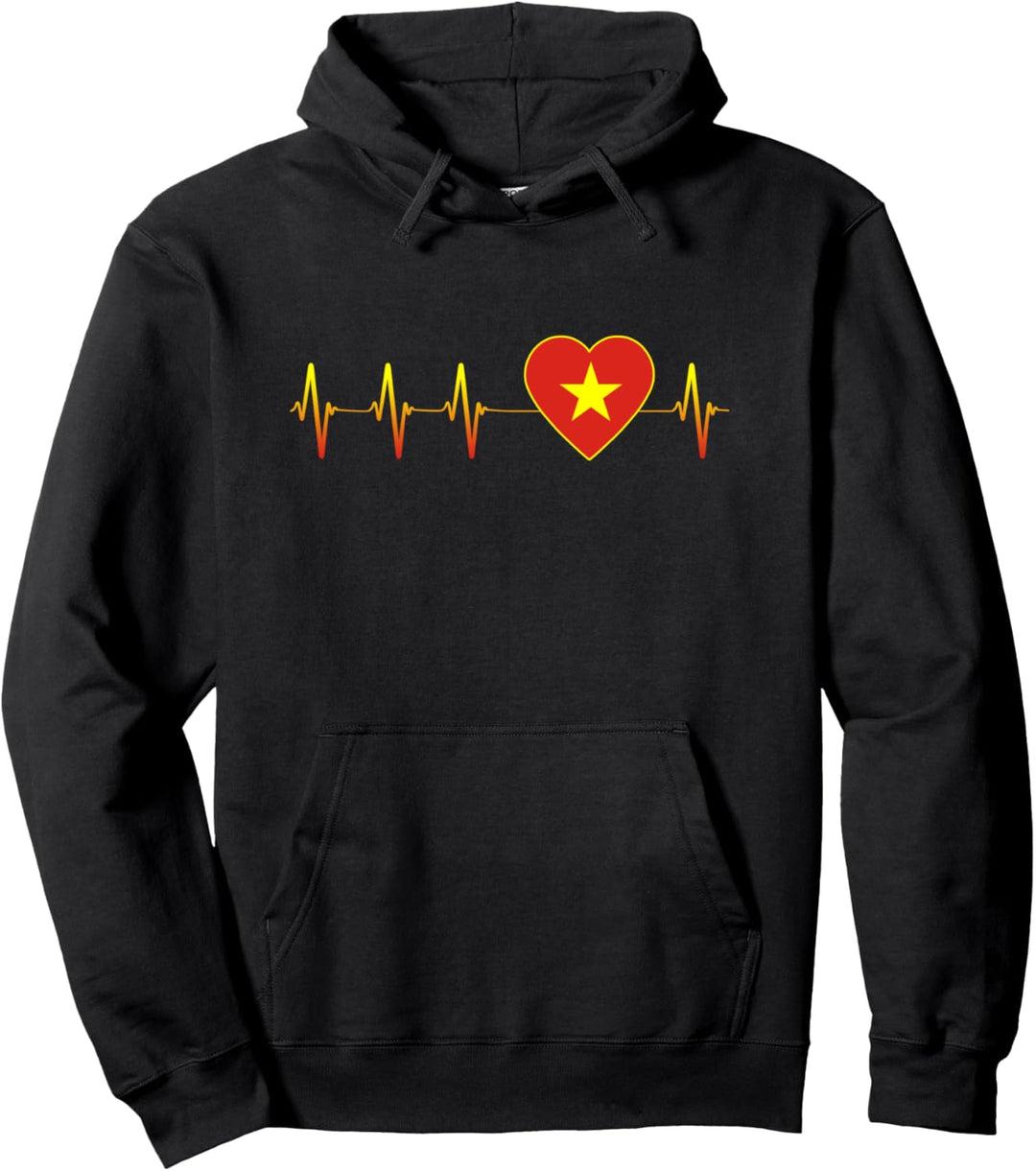 Vietnamesischer Herzschlag I Love Vietnam Flagge Herzpuls Pullover Hoodie