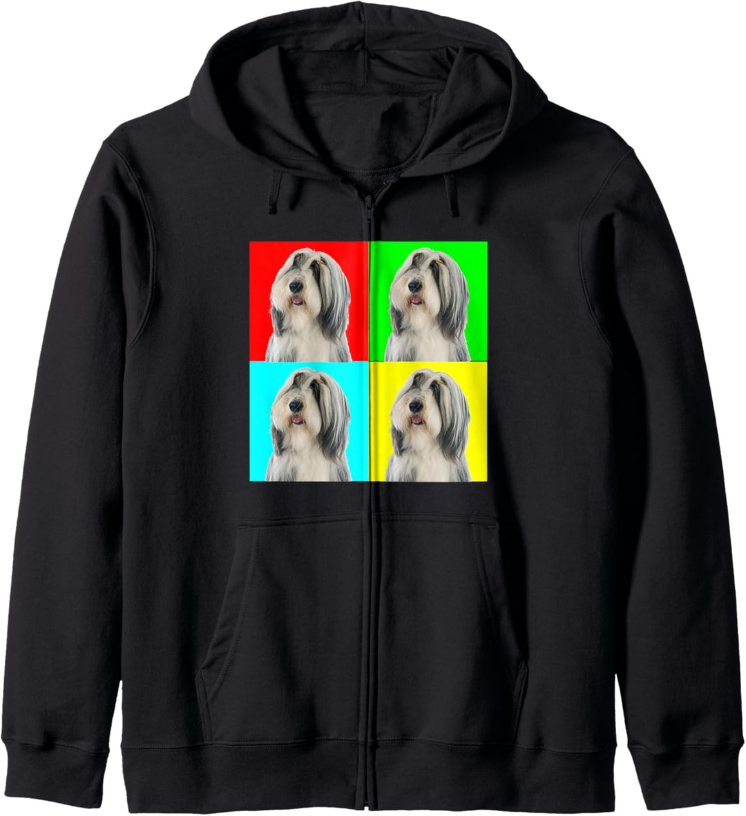 Pop Art Dog Bearded Collie Kapuzenjacke