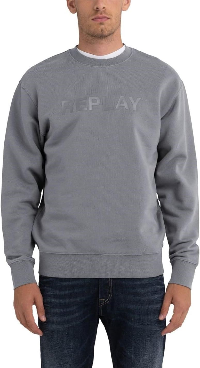 Replay Herren Sweatshirt Second Life aus 100% Baumwolle, XS Iron Grey 192
